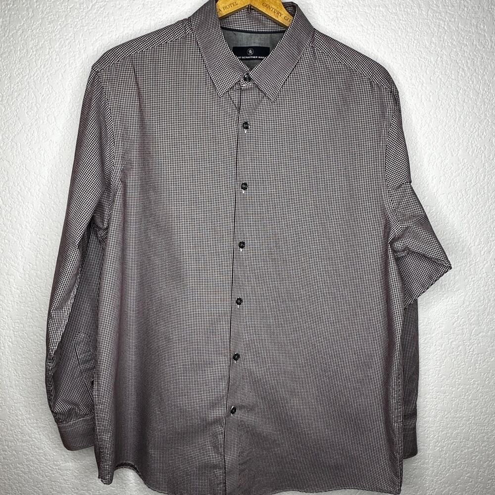 Hart Schaffner Marx Long Sleeve Cranberry & White checkered Shirt XL - Picture 7 of 12